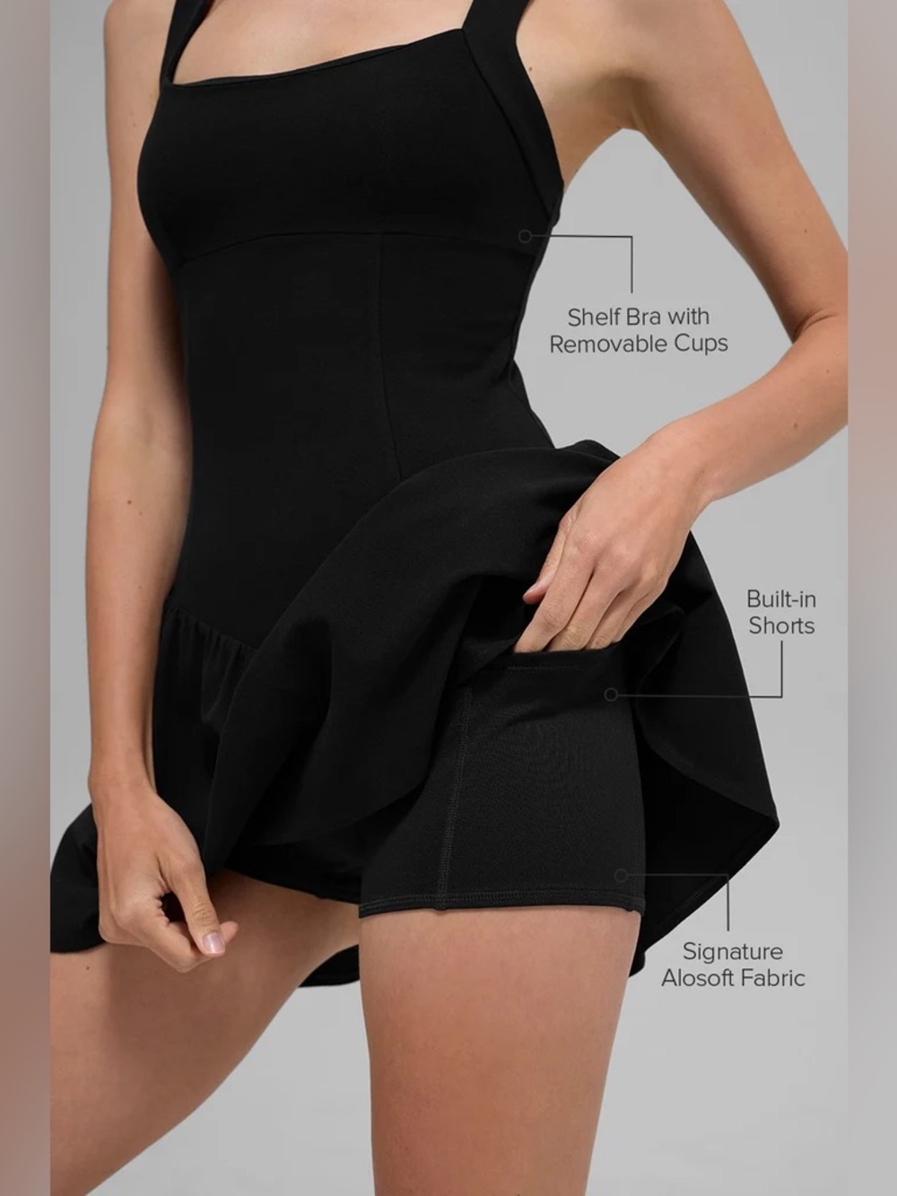 NWT Alo Yoga break point tennis dress size Small black